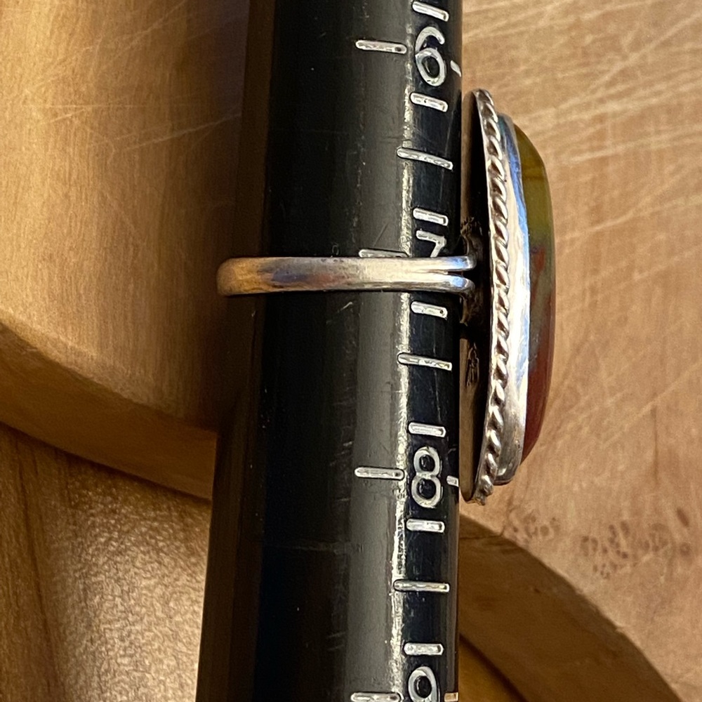 Beautiful Vintage Jasper Signed Sterling Silver Ring - Picture 4 of 7